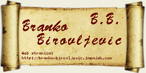 Branko Birovljević vizit kartica